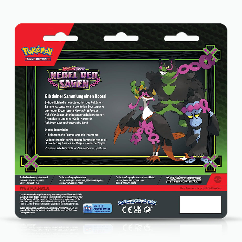 Pokémon KP06.5 - Karmesin & Purpur: Nebel der Sagen - 3-Pack Blister Infamomo (DE)
