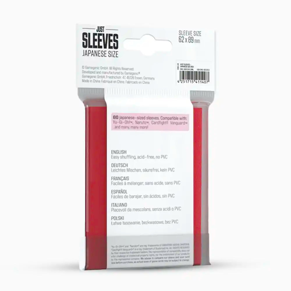 Just Sleeves – Japanese Size Red 60 x 87 mm