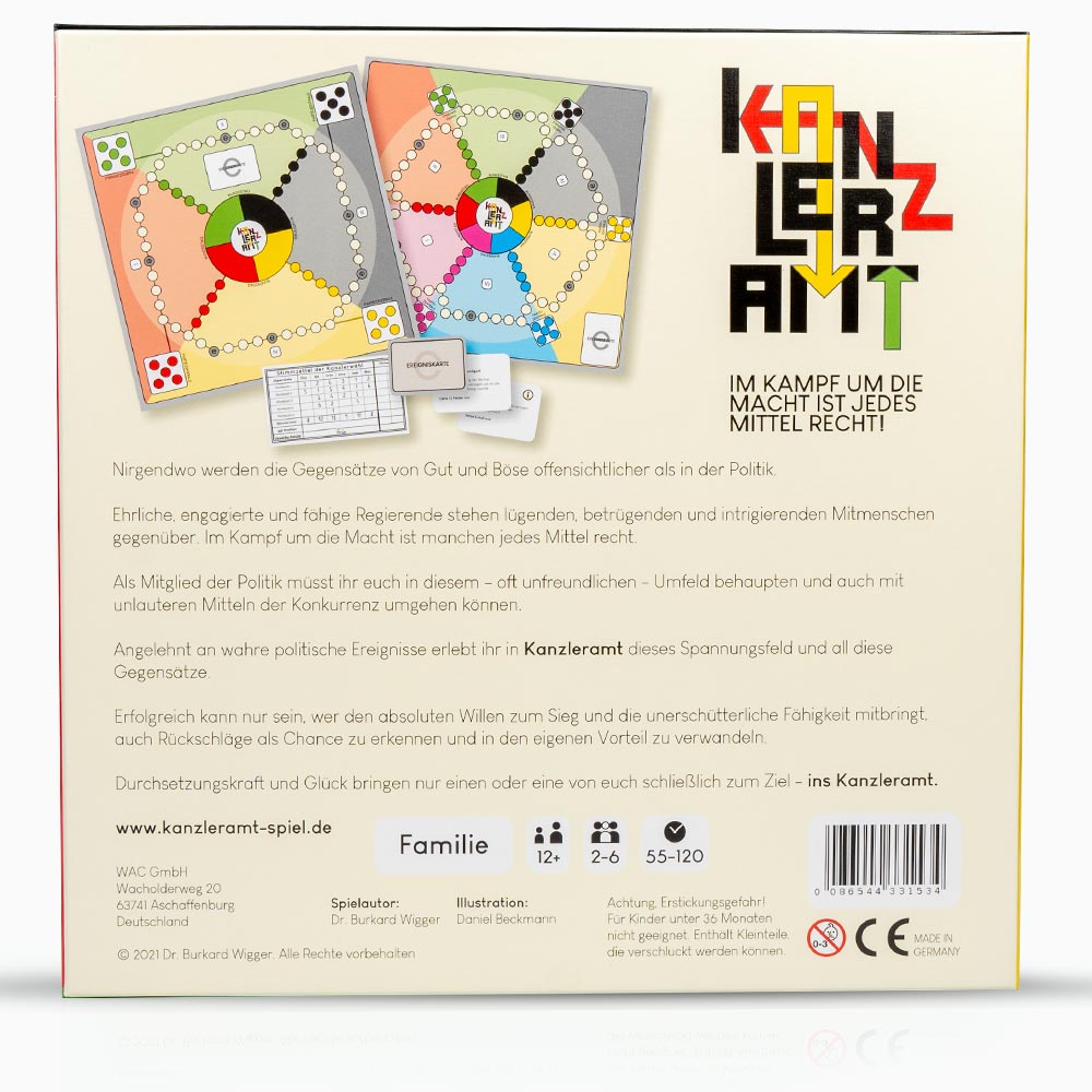 Kanzleramt, Brettspiel für 2 - 6 Personen, Online - Edition 2022 & 2023