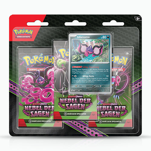 Pokémon KP06.5 - Karmesin & Purpur: Nebel der Sagen - 3-Pack Blister Infamomo (DE)